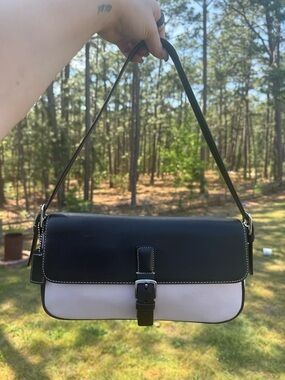 Coach Two-Tone Shoulder Bag in Black and Pink